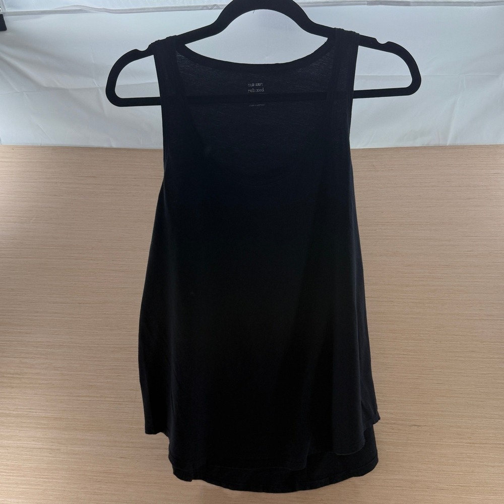 Old Navy Relaxed Black Jack Scoop Neck Tank Top Black Cotton Curved Hem L Basic